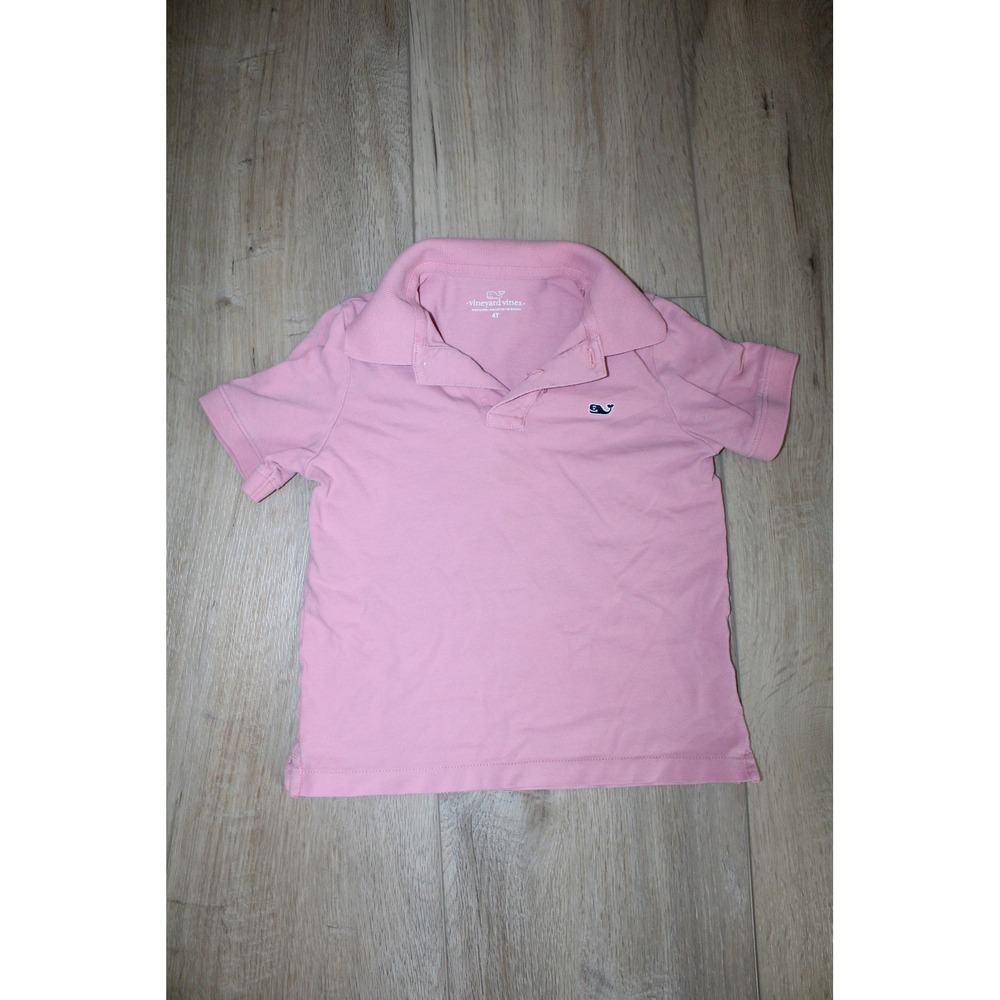 Vineyard Vines‎ Kids Pink Short Sleeve Pique Whale Logo Polo Shirt 4T
